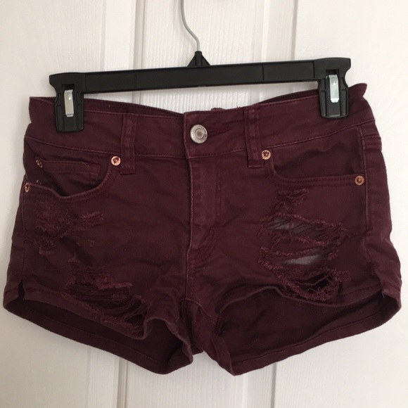 American Eagle Outfitters Pants - American Eagle Ripped Maroon Short